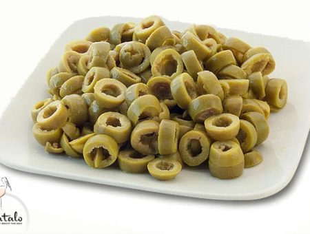 Laminated green olives